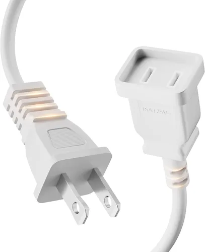 BolAAzuL - Cable de extensión de alimentación blanco de 2 clavijas de 1 pie, cable de extensión de alimentación de dos clavijas CA de EE. UU.,