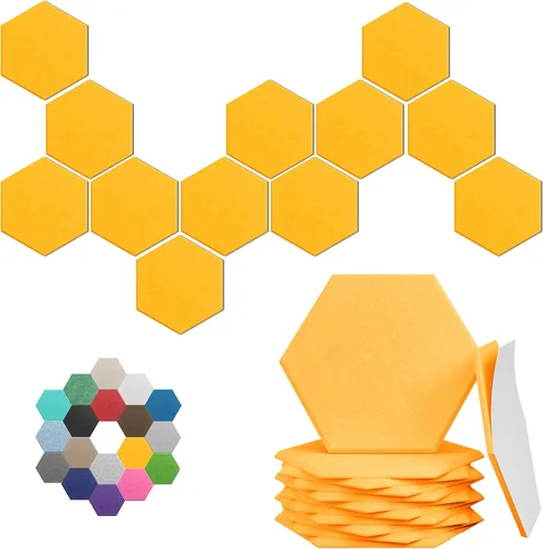 Vista 47 de Paneles acústicos hexagonales, paquete de 12 paneles de absorción de sonido de alta densidad de 12 x 10 x 0.4 pulgadas para mejorar la reducción