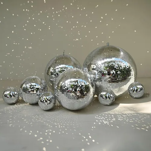 Yescom Juego de 8 bolas de discoteca de 7/12/16/20/24 pulgadas, bolas de espejo surtidas, decoración de vidrio para colgar para fiestas de los años