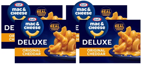 Vista 10 de Kraft Deluxe Mac y queso, 1 caja, para cenar o cenar fácilmente, sabor original de queso cheddar, sin tintes ni sabores artificiales, 14 onzas