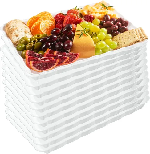 Vista 24 de Plasticpro - Bandejas de plástico para servir, rectangulares, 9 x 13 pulgadas, plato desechable para fiesta, 4 bandejas negras
