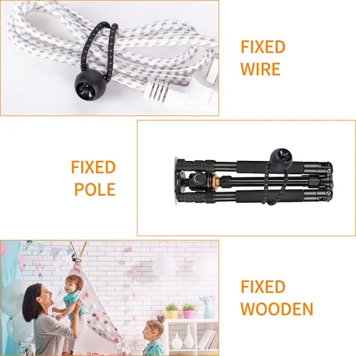 Vista 4 de Cuerdas elásticas de bolas de 6 pulgadas, 50 unidades, color negro, resistentes para toldo, lona, para campamento, refugio, carga, pantalla