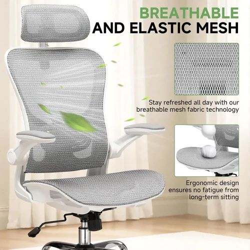 Vista 9 de GTPLAYER Silla de oficina, silla de escritorio ergonómica para el hogar con malla de respaldo alto, sillas de escritorio de malla para computadora
