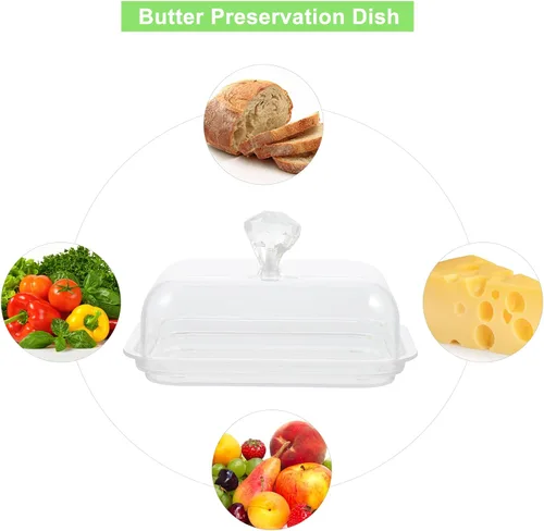 Vista 4 de Hemoton Mantequillero acrílico transparente para mantequilla, soporte para mantequilla, contenedor de mantequilla para encimera con tapa de cristal