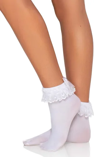 Vista 3 de Leg Avenue Calcetines tobilleros con volantes y lazo de satén para mujer