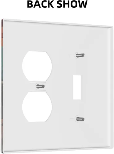 Vista 4 de Placa decorativa para interruptor de luz, diseño bohemio, abstracción, montaña y sol, 2 bandas, 1 palanca, 1 placa de pared dúplex, cubiertas