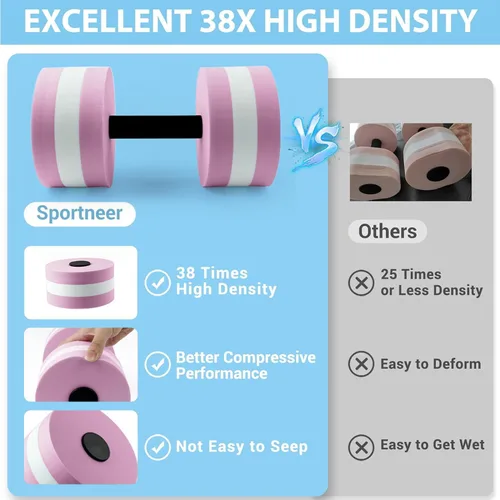 Vista 5 de Mancuernas de agua para ejercicio aeróbico de agua, mancuernas de espuma de resistencia para piscina, mancuernas acuáticas de EVA, barra de yoga