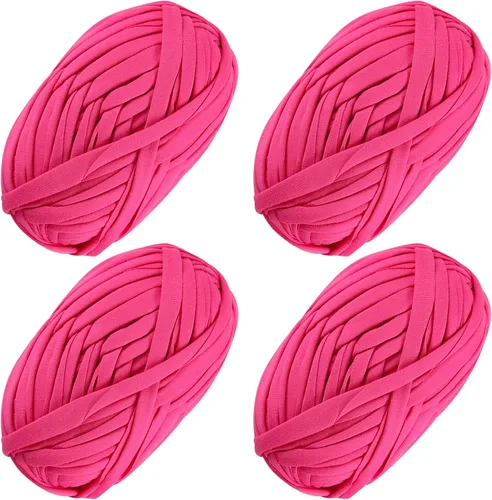 Vista 11 de SIMEIQI 2 piezas de tela elástica para camisetas, hilo de crochet para tejer DIY, hilo de punto grueso tipo espagueti para proyectos de bolsos