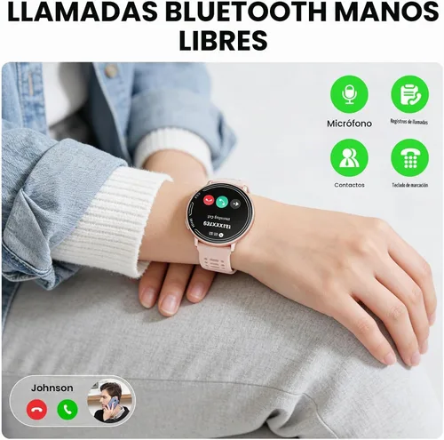 Vista 4 de Relojes inteligentes para hombres y mujeres, GPS, pantalla AMOLED de 1.43 pulgadas, reloj inteligente con brújula, compatible con Android e iOS Rosa