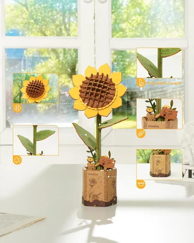 Vista 41 de rowood Kits de artesanía de flores de madera rompecabezas 3D para adultos