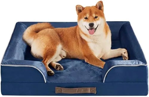 Vista 21 de Friends Forever Harper Cama ortopédica de espuma viscoelástica para perro, sofá calmante para mascotas de interior con refuerzo, lavable a máquina
