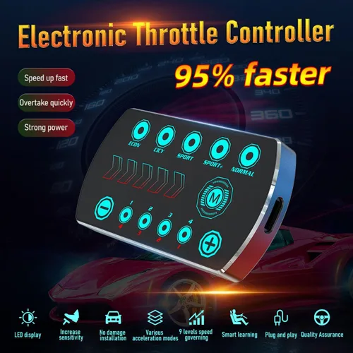 Vista 3 de Controlador de Respuesta de Acelerador BY-J, 9 Unidades 10-Modos FLC-821 Controlador Electrónico de Acelerador Universal para Auto, Compatible