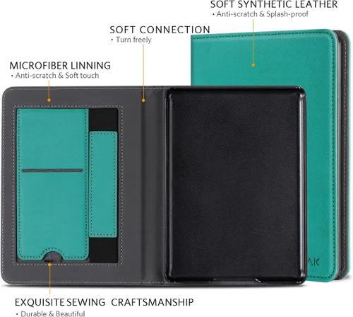 Vista 165 de CoBak Funda inteligente para Kindle Paperwhite de 6.8" de 11ª generación 2021 con función de encendido automático, ligera, delgada, de piel **Salvia