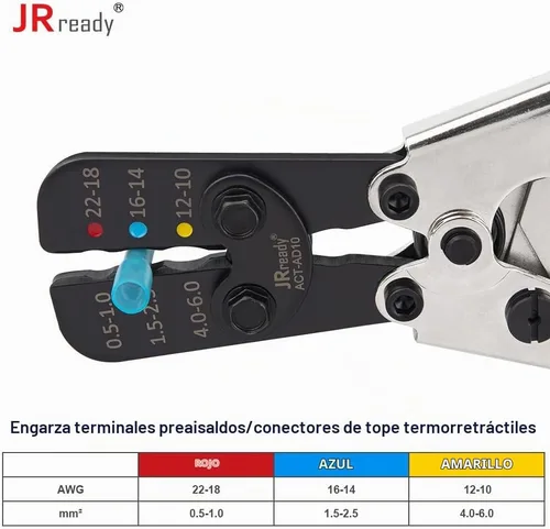 Vista 4 de JRready ACT-AD10 Crimpadora de trinquete para conectores termorretráctiles