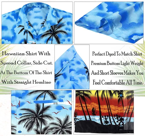 Vista 5 de LA LEELA Men's Hawaiian Shirt Button Down Short Sleeve Caribbean Skull Pirate Shirts for Men