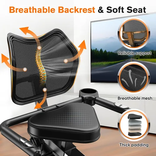 Vista 6 de pooboo - Bicicleta reclinada para ejercicios, bicicletas estáticas para el hogar con ejercitador de brazos, bicicleta reclinada magnética