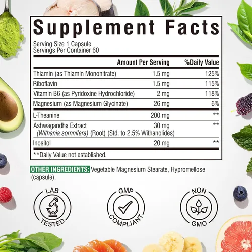 Vista 7 de Vitalibre Complejo de magnesio 10 en 1 120 cápsulas y L-teanina 200 mg 60 cápsulas