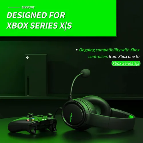 Vista 2 de BINNUNE Gaming Headset with Mic for PS4 PS5 Xbox Series X S Xbox 1 PC NS, Wired Gaming Headphones with Microphone for PS 4 5 Xbox1