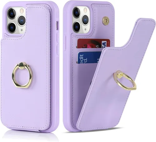 Vista 637 de Lipvina Funda para iPhone X/XS con Portador de Tarjetas, Portador de Tarjetas de Crédito, Soporte de Anillo con Atril, Funda Tipo Cartera Plegable