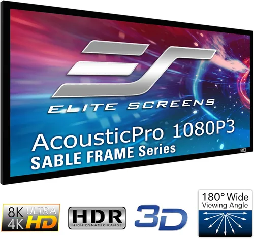 Vista 4 de Elite Screens Serie ezFrame, Pantalla de proyección de cine en casa de marco fijo AcousticPro1080P3