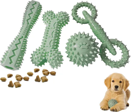 Vista 10 de Paquete de 4 juguetes de dentición para cachorros de 0 a 6 meses, juguetes masticables para dentición, lindo juguete para perros pequeños, juguete