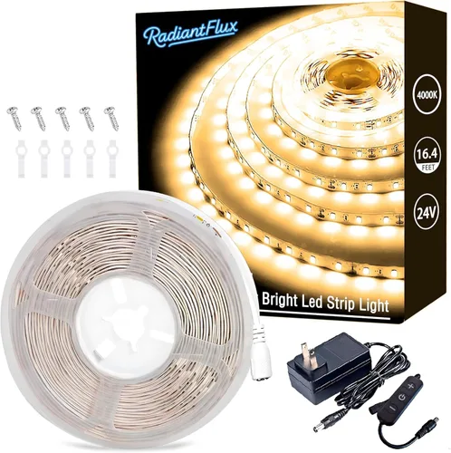 Vista 31 de Kit de iluminación debajo del gabinete Tiras pequeñas de luz LED de 10 pies blancas, tira de luces LED flexible regulable, 180 LED, súper brillantes