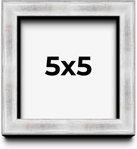Marco de madera maciza de 5 x 5 pulgadas, color plateado cepillado, ancho de moldeo de 0.75 pulgadas, profundidad de Rabbet de 0.75 pulgadas, caja