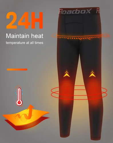 Vista 3 de Roadbox Boys Compression Pants 2 Pack - One Leg 34 Tights or Thermal Base Layer Leggings for Basketball Football Running