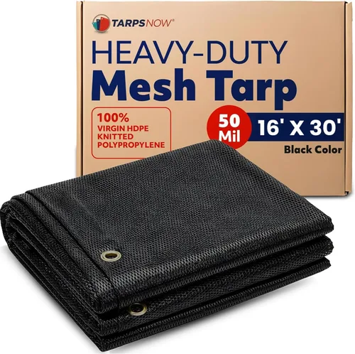 Vista 21 de Tarps Now Lonas de malla resistentes (4 x 10 pies) con ojales, lona de tela con 75 % de protección solar para pantalla de patio, bloque de viento