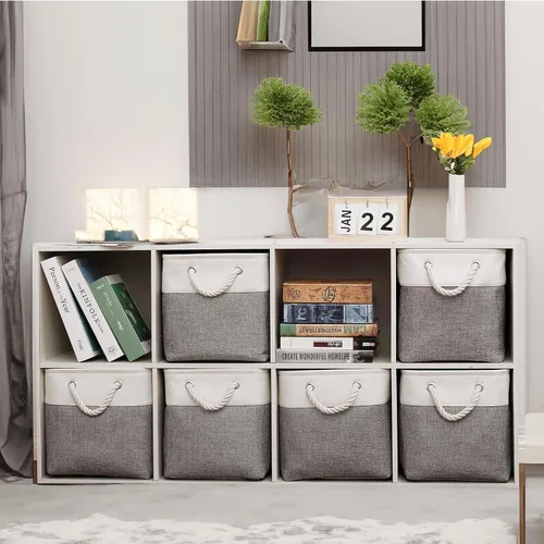 Vista 7 de Fabric Storage Cubes, 11 inch cube storage bin with Handles, 11x11cube storage organizer bins, Collapsible Storage Bins for Shelves and Home, Cubby