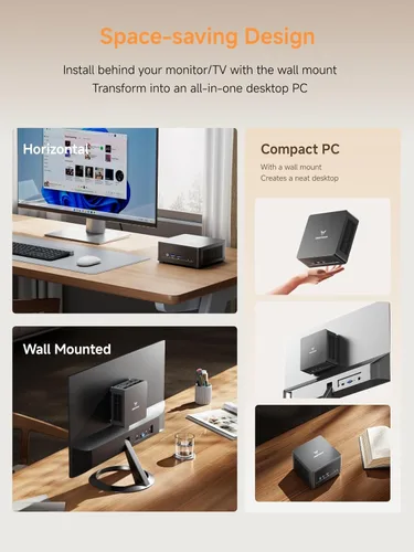 Vista 3 de MINISFORUM Mini PC UM690L Slim, AMD Ryzen 9 6900HX Mini computadora (8C16T, hasta 4.9 GHz), 16 GB LPDDR5 y 1 TB PCIe 4.0 SSD, DPHDMI 2.1USB 4, 4 x