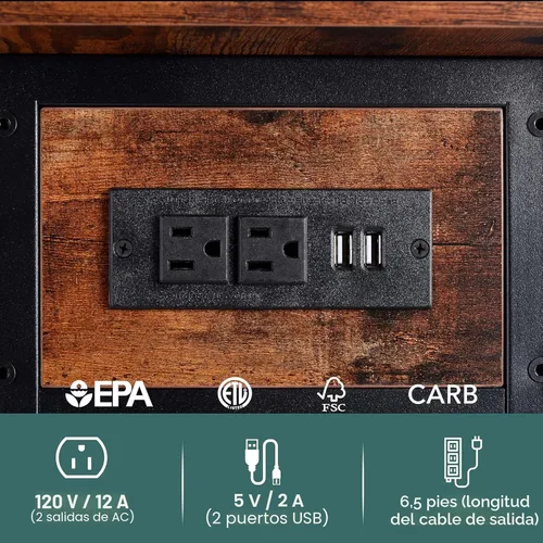 Vista 7 de Yoobure - Mesa auxiliar con estación de carga; mesa auxiliar con tapa abatible, puertos USB y tomas de corriente; mesa de sofá, cama, sala de estar
