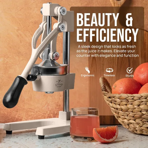 Vista 9 de Zulay Kitchen Exprimidor de hierro fundido, exprimidor manual resistente con coladores desmontables para una fácil limpieza, prensa de jugo
