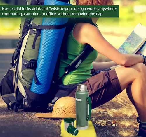 Vista 5 de Tapón térmico de repuesto para botellas Stanley Classic con aislamiento al vacío de boca ancha, sello a prueba de fugas, se adapta a 1.1 cuartos