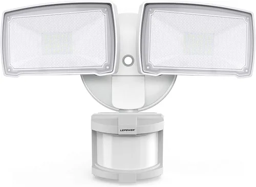 Vista 10 de LEPOWER Luces LED de seguridad con sensor de movimiento para exteriores, 30W 3200LM luz de seguridad de movimiento, 5500K, IP65 impermeable, 2 Negro