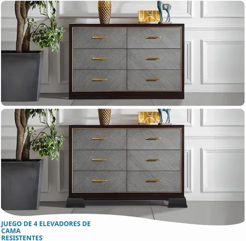 Vista 5 de ANNKUT Elevadores de cama de 2 pulgadas, resistentes, elevadores de sofá de gran tamaño, elevadores de muebles extra anchos para sofá, mesa Negro 4